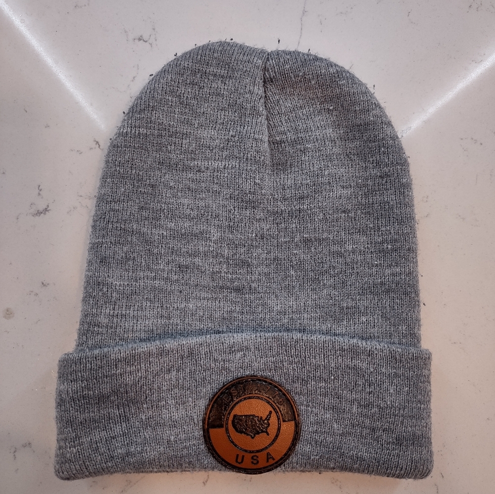 Gray Beanie with USA Patch